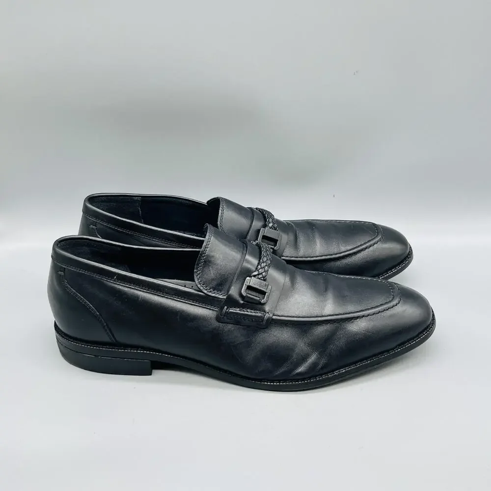 Cole Haan Shoes Men 11 Black Leather Grand 360 Woven Strap Loafers Dress Classic